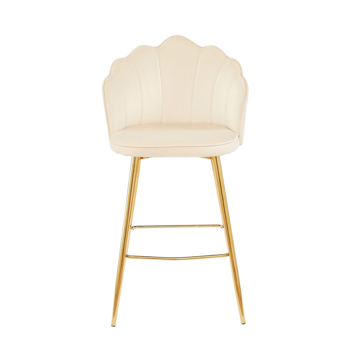 Set of 2 shell design bar stools in beige velvet