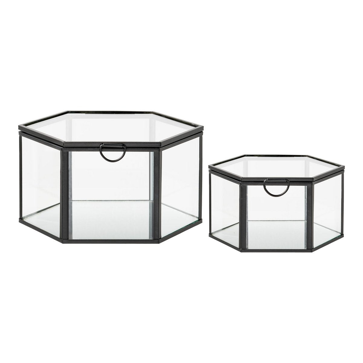 Torpe Box, Glas/Metall, klar/schwarz, 2er-Set