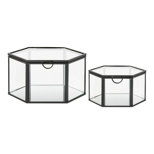 Torpe Box, Glas/Metall, klar/schwarz, 2er-Set