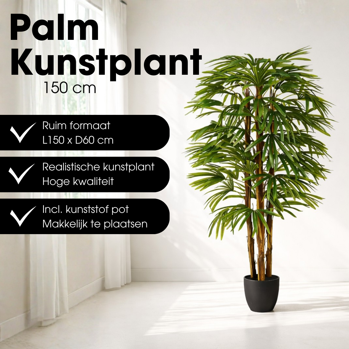 Künstliche Pflanze Raphis Palm Green
