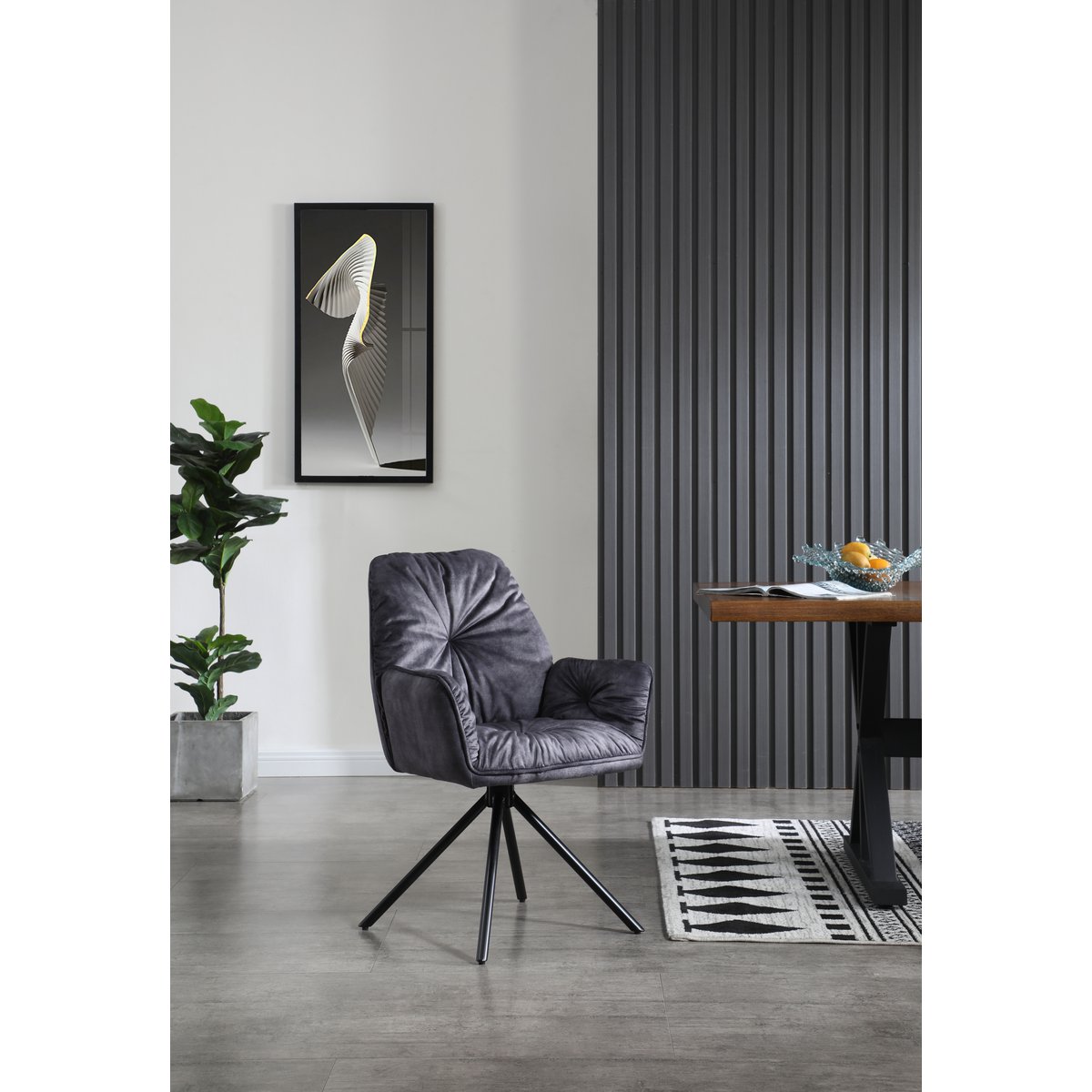 Armchair with 360° swivel function, black