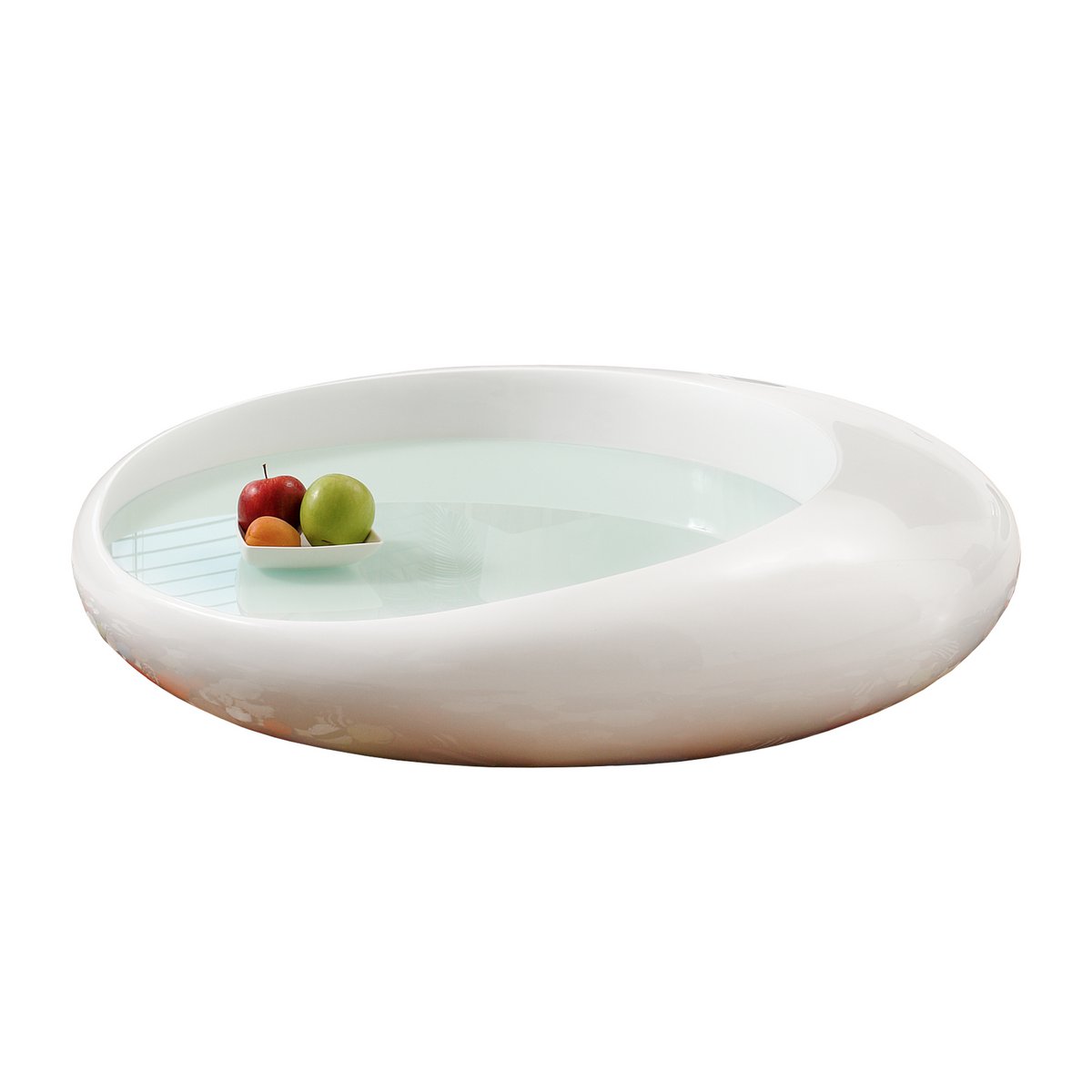 Coffee table 100x100x25 cm white fiberglass