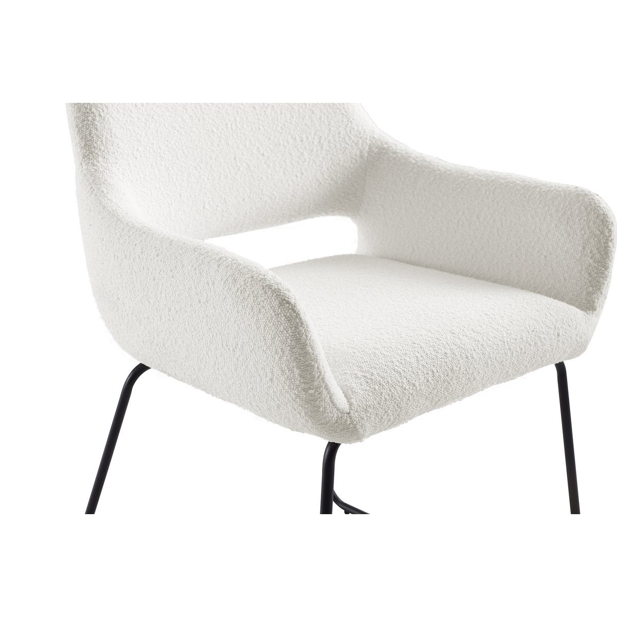 Armchair with back cut-out Bouclé fabric white