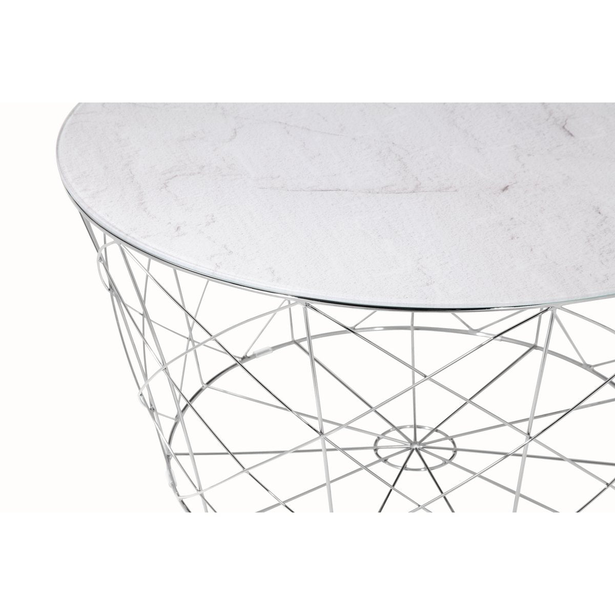 Coffee table with metal basket Ø 80 cm