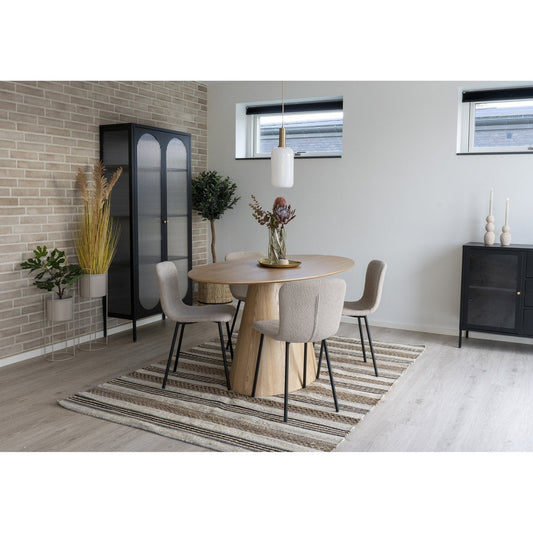 Halden Esszimmerstuhl – Esszimmerstuhl aus Bouclé, beige mit schwarzen Beinen – 2er-Set