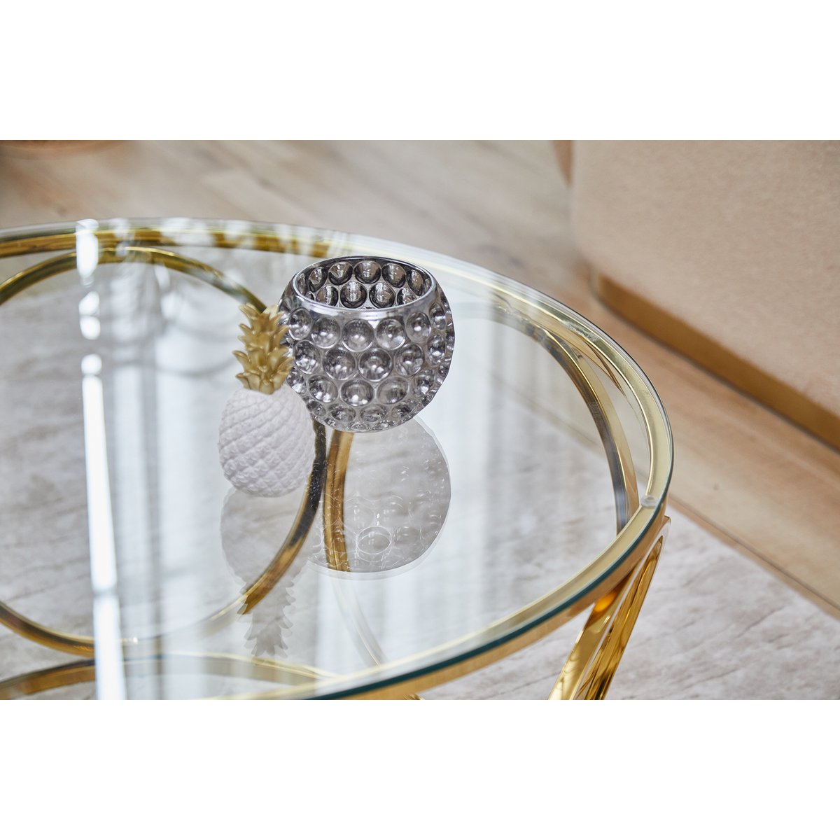 Coffee table Ø 80 cm gold/clear glass