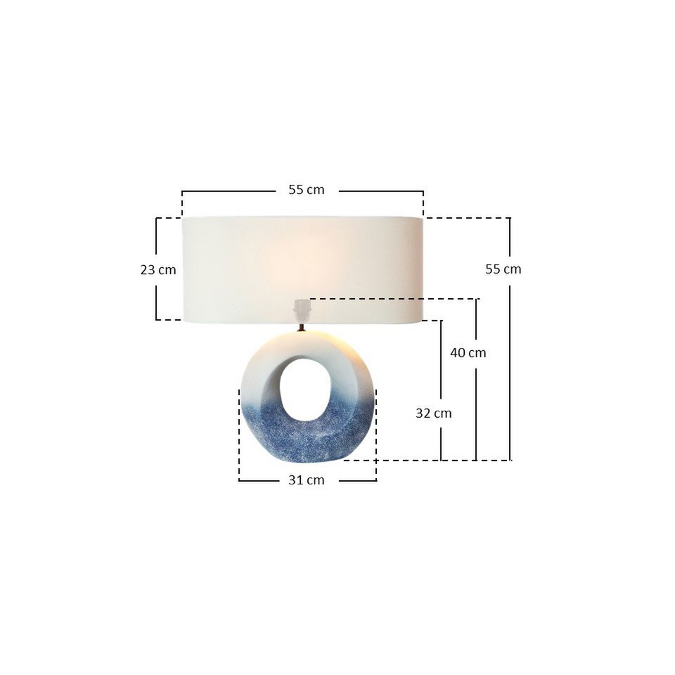 Table lamp ceramic/linen blue/white