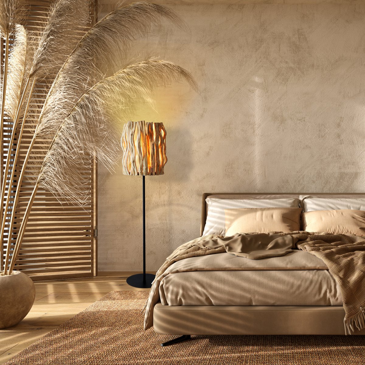 Floor lamp driftwood natural/black 140 cm