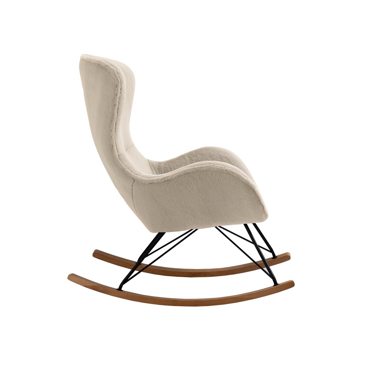 Schaukelstuhl in Lammfelloptik Beige