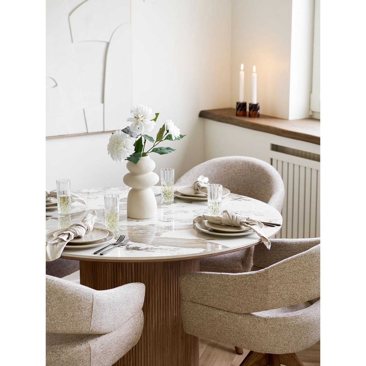 Viola Lunchteller, Keramik, Beige, ø21 cm, 4er-Set