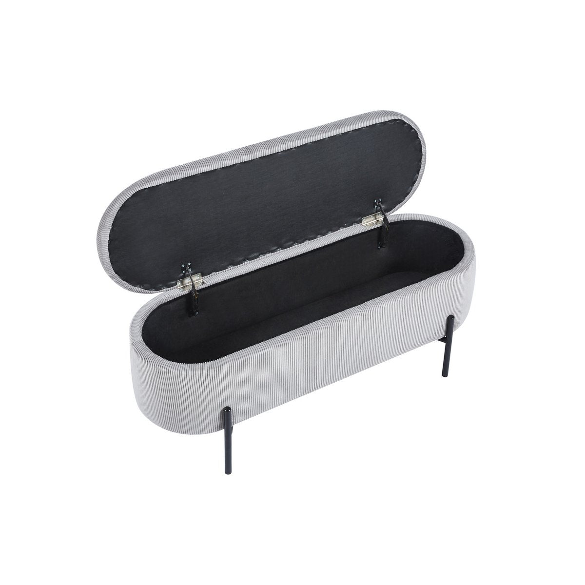 Bed bench with storage space function light gray