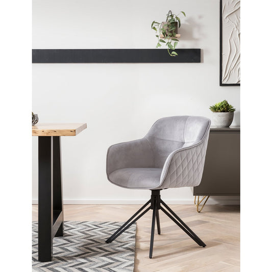 Armchair with honeycomb quilting in light gray