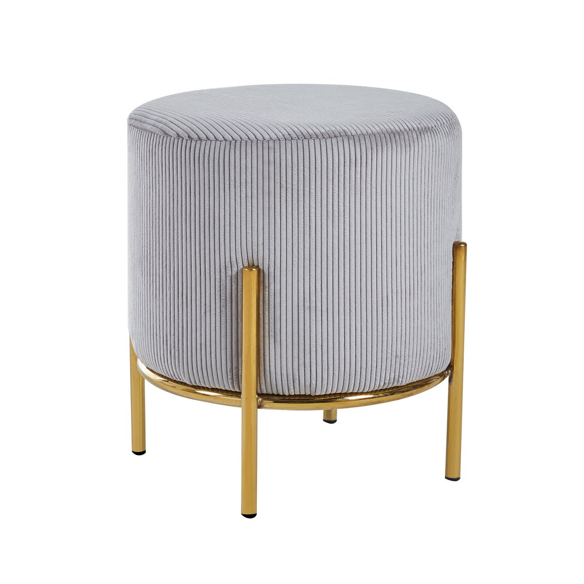 Upholstered stool Ø35 cm corduroy look light gray
