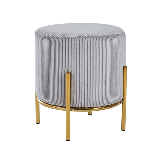 Upholstered stool Ø35 cm corduroy look light gray