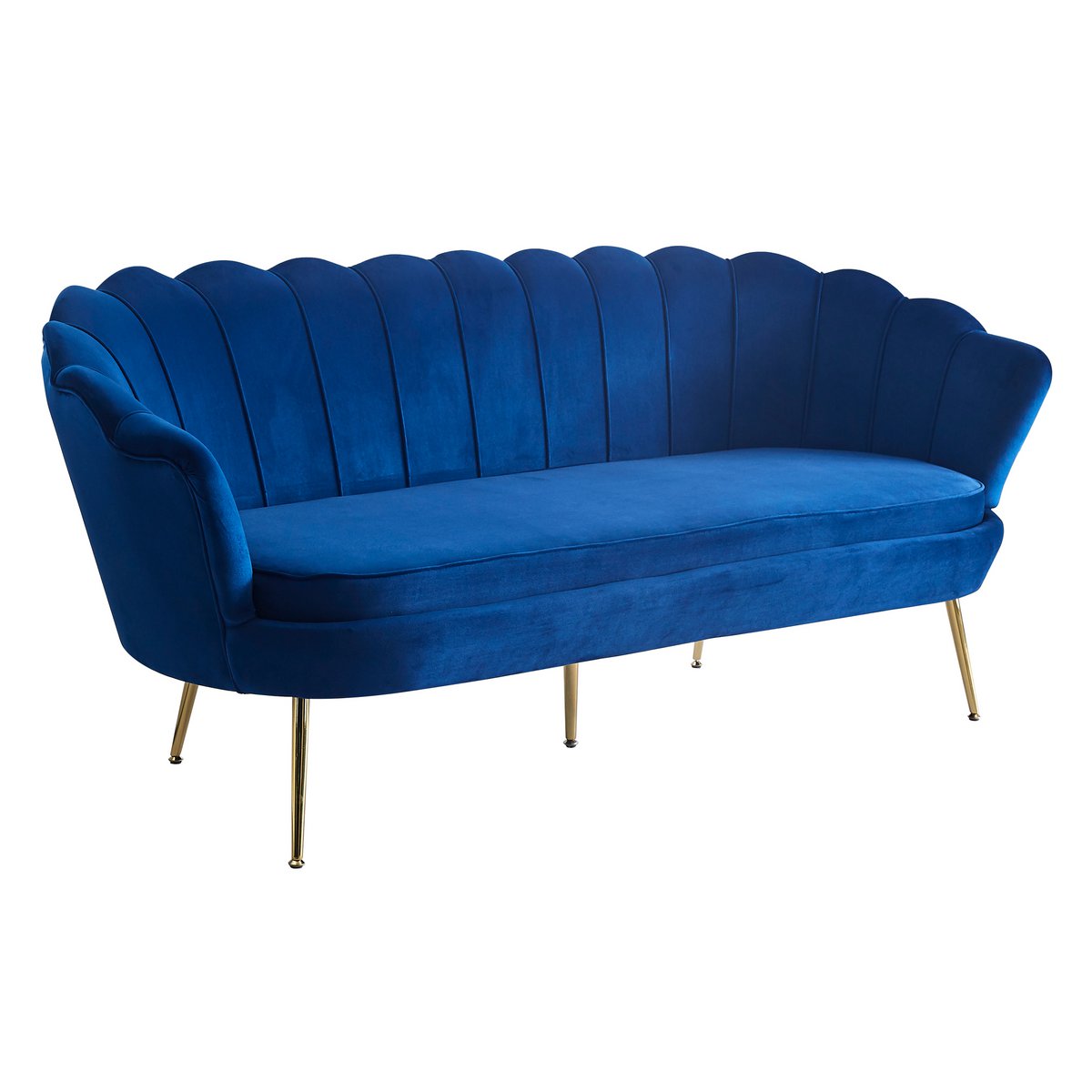 Muschelsofa 3-Sitzer aus Samt Dunkelblau