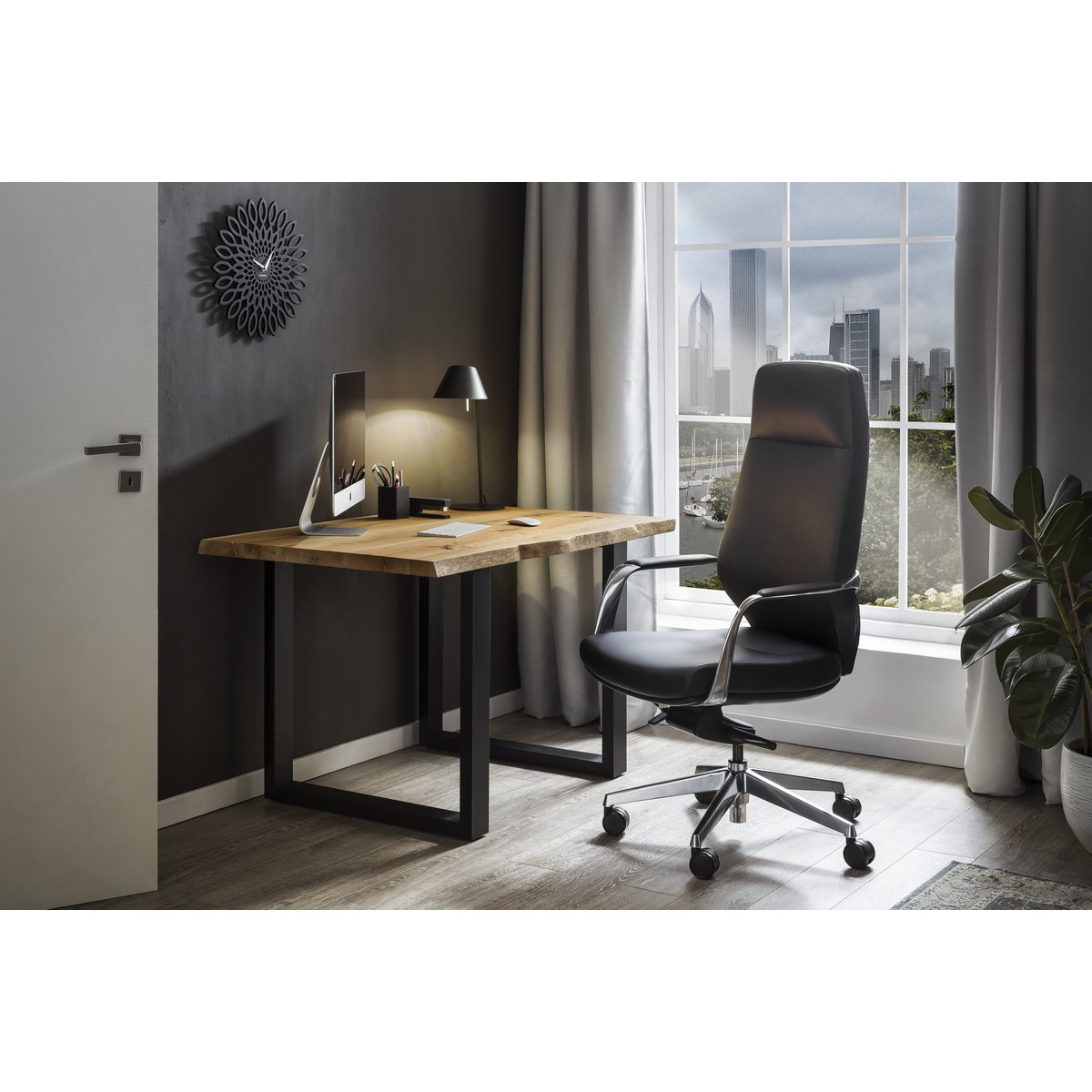 Office chair faux leather look black
