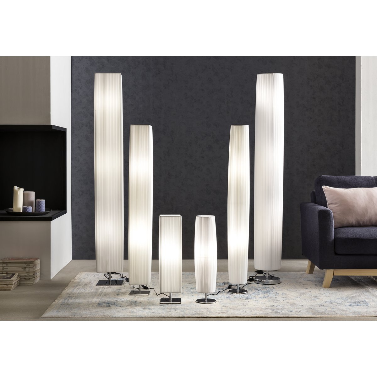 Floor lamp 120 cm square white, chrome