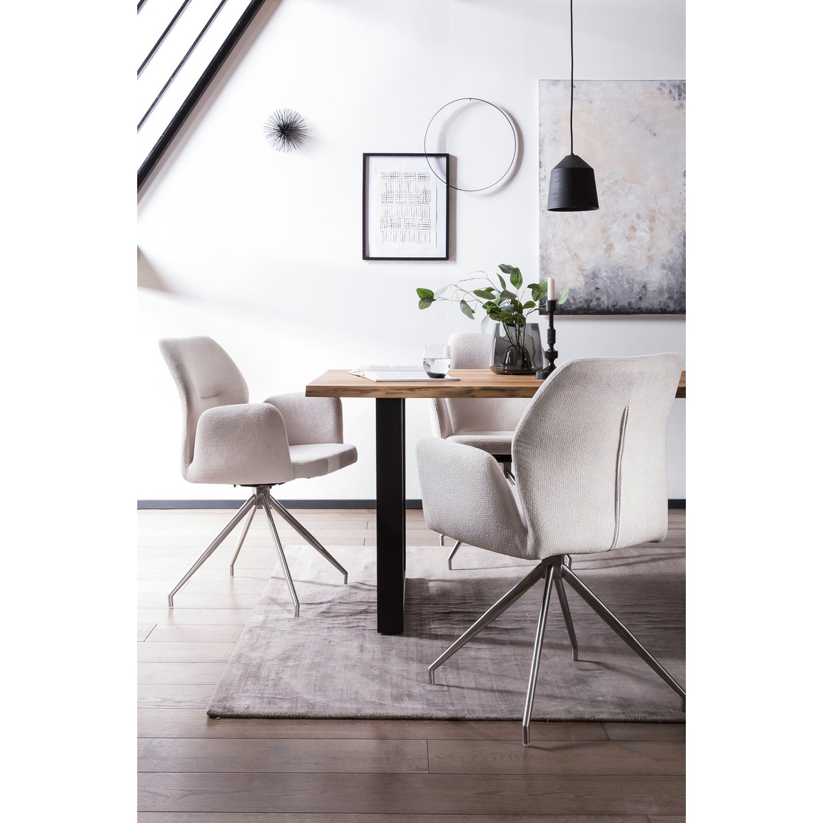 Armchair with 180° rotation function light gray, seat with pocket spring core