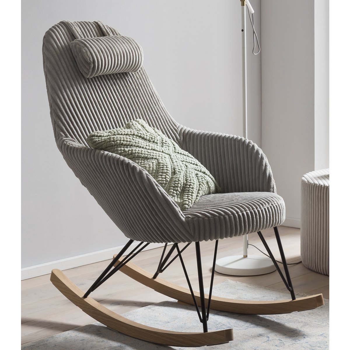 Rocking chair Gray textured fabric