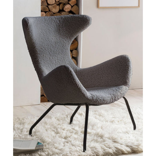 Relax armchair teddy fur grey
