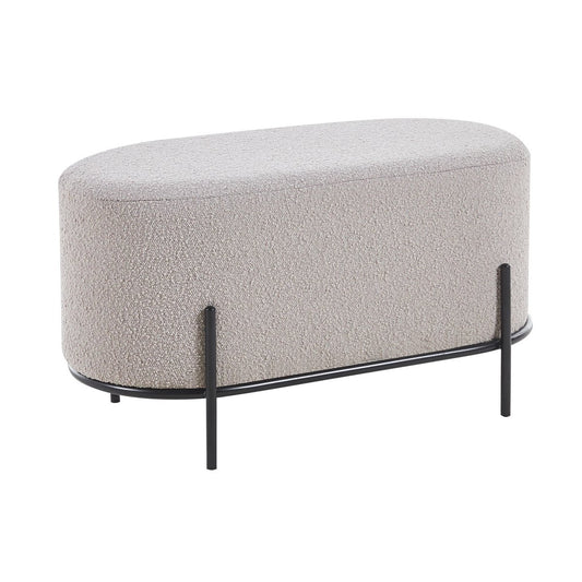 Polsterhocker Bouclé Stoff Taupe