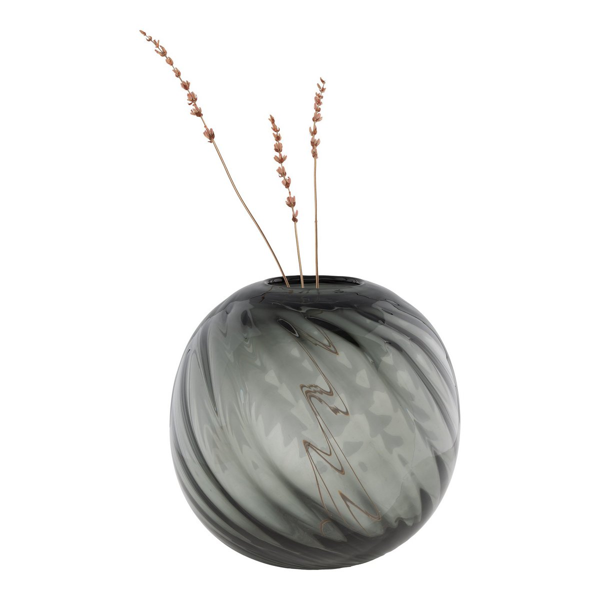 Vase - Grau, mundgeblasenes Glas, Ø20x19cm