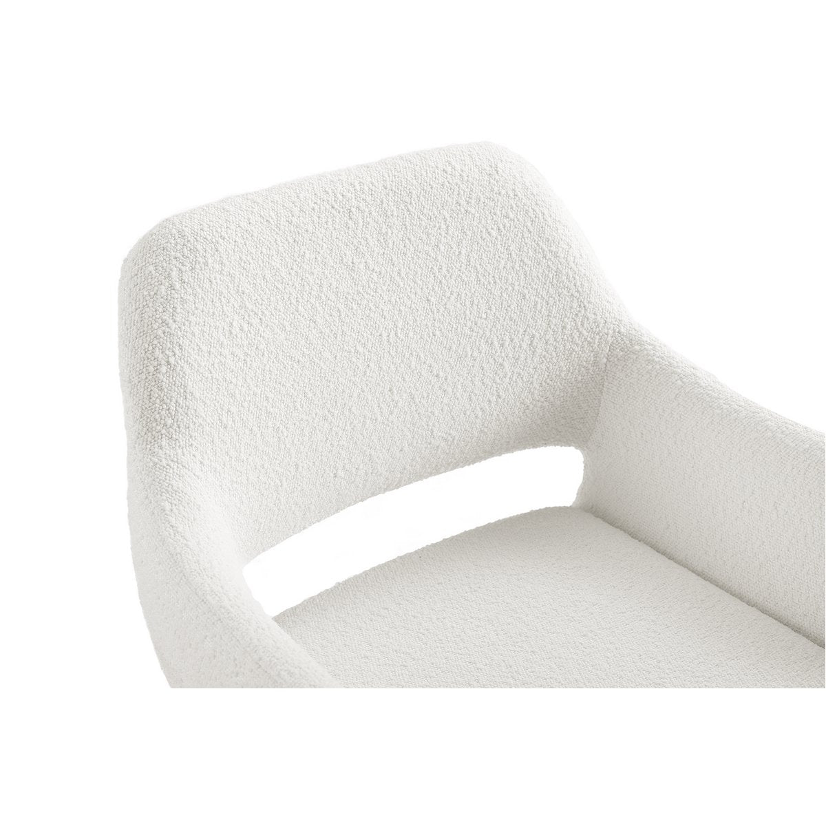 Armchair with back cut-out Bouclé fabric white