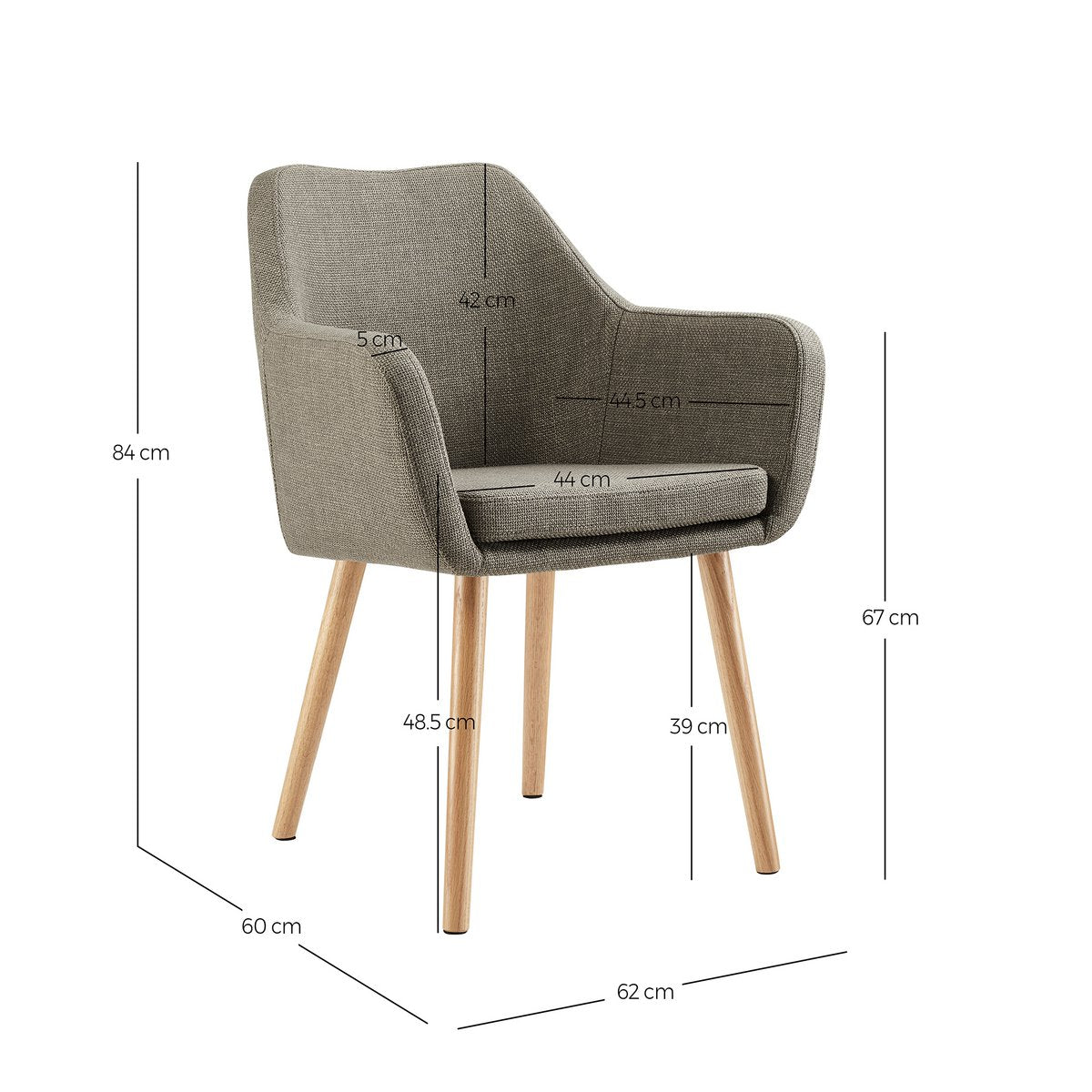 Armchair in brown structural fabric