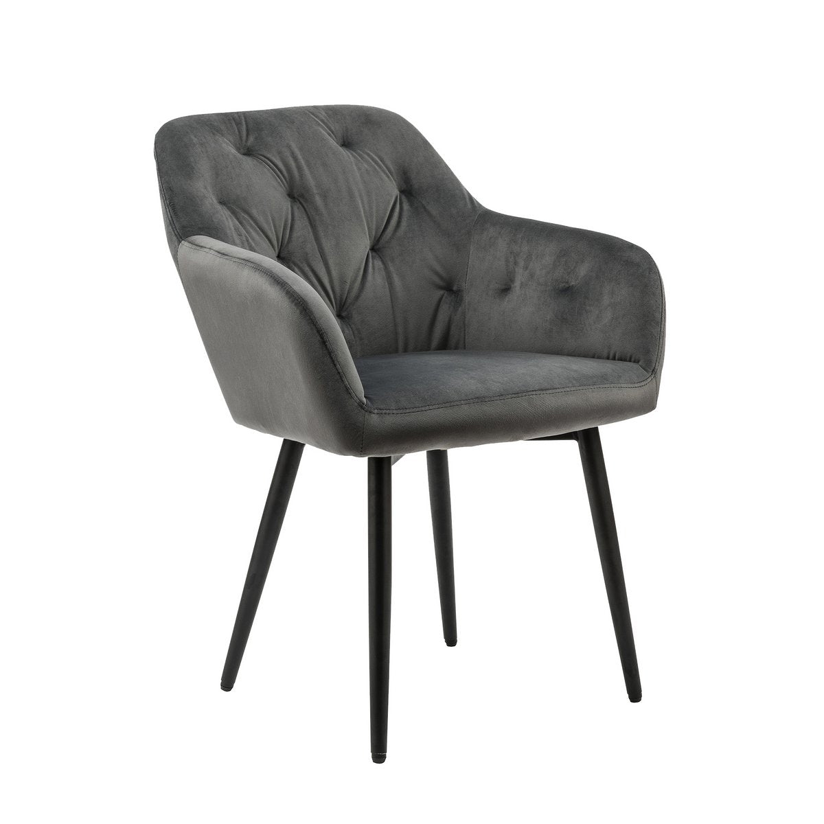 Gray velvet armchair