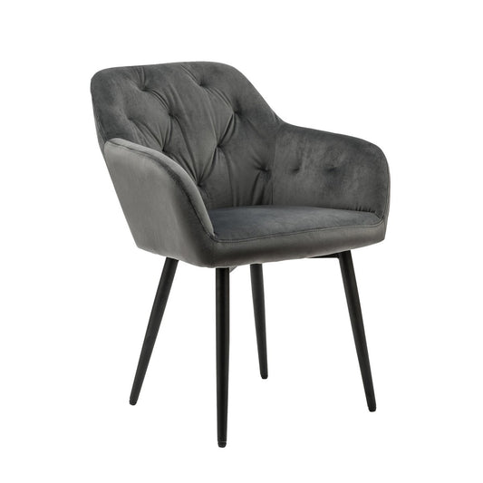 Gray velvet armchair