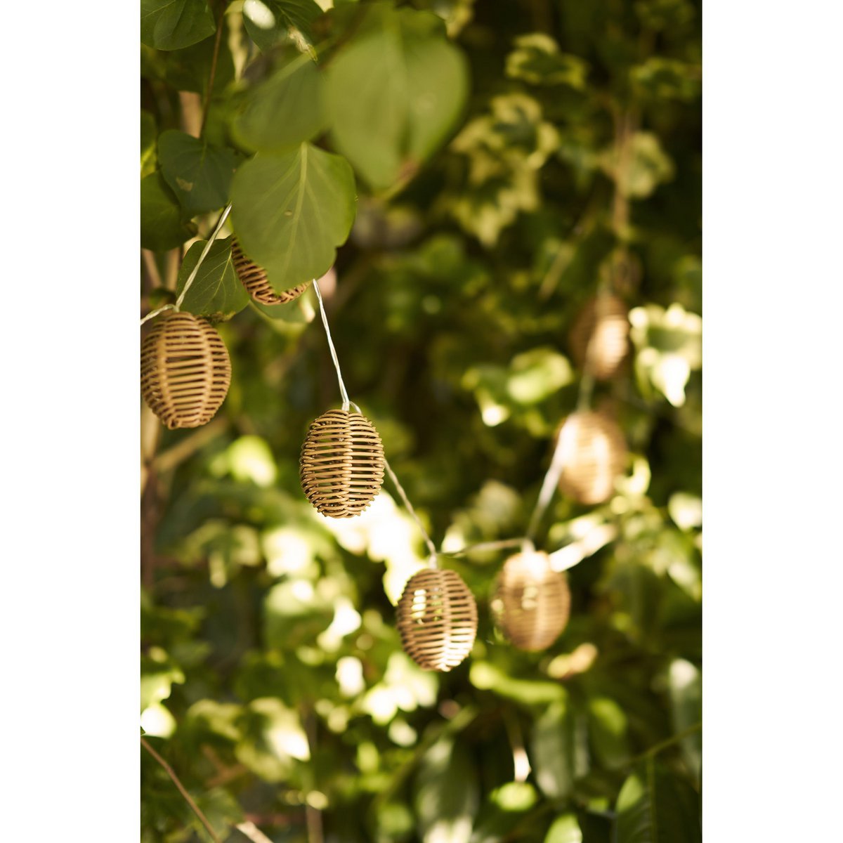 LED-Lichterkette Carlisle, Polyrattan/Metall, Natur/Schwarz