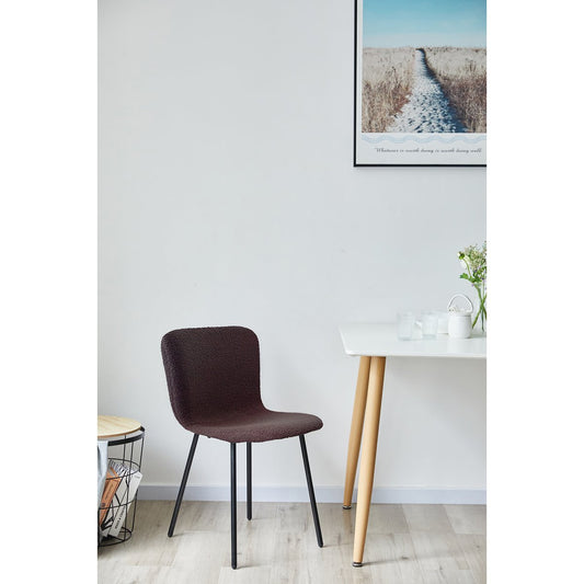 Bouclé look chair set of 4 dark gray