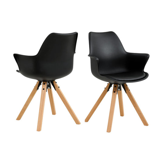 Armchair with plastic shell set of 2 black