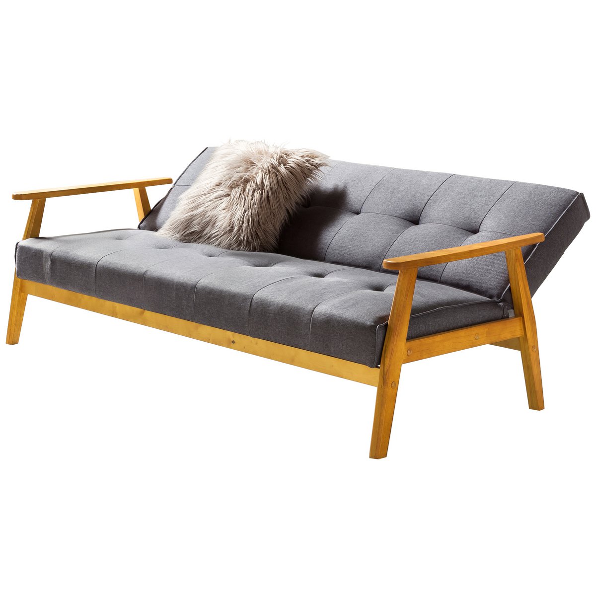 Sofa bed 190x85x81 cm dark gray woven fabric