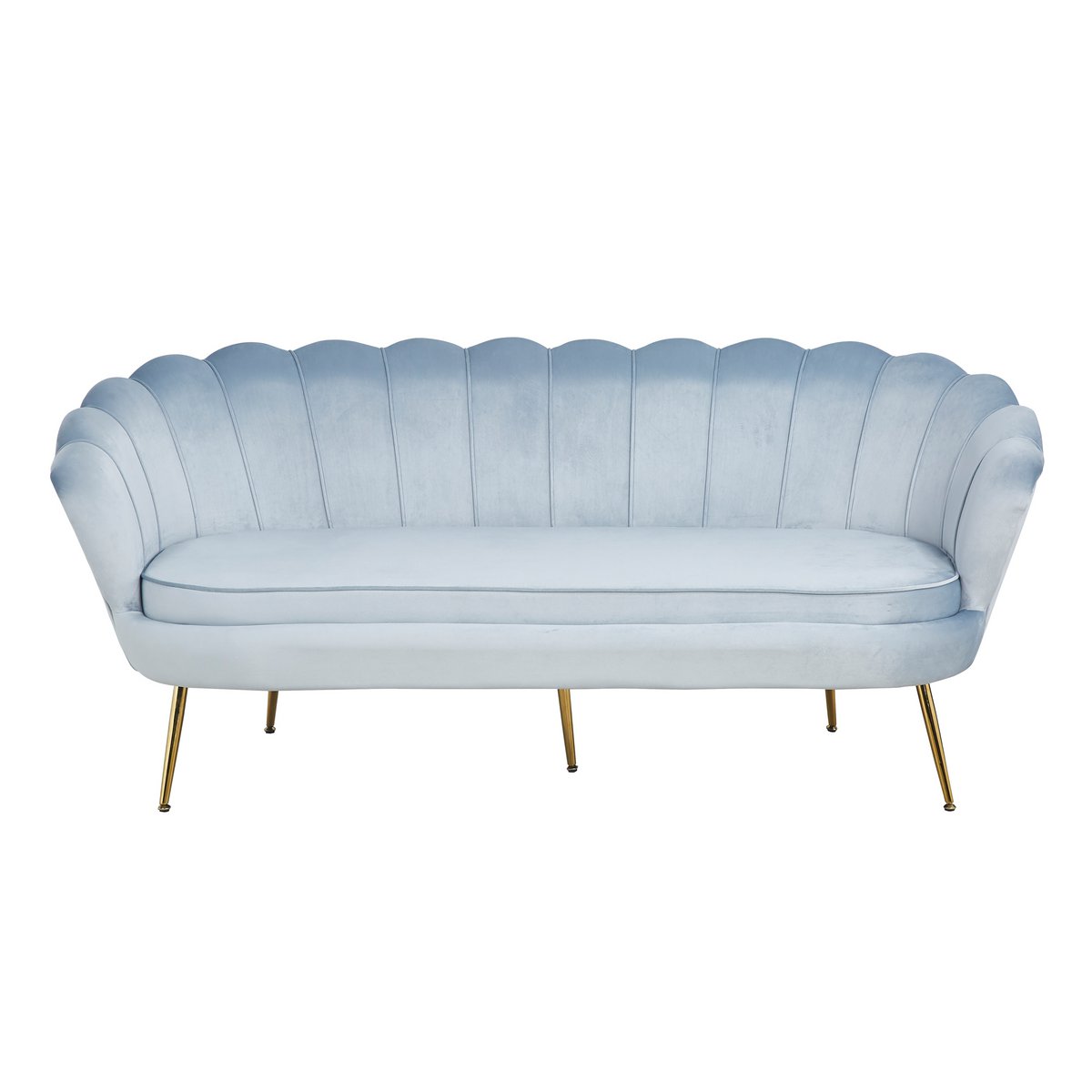 3 seater shell sofa in light gray velvet