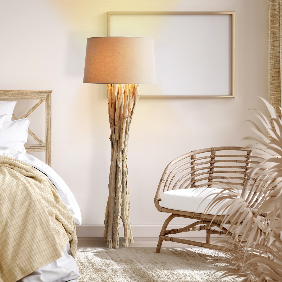 Floor lamp driftwood white 145 cm
