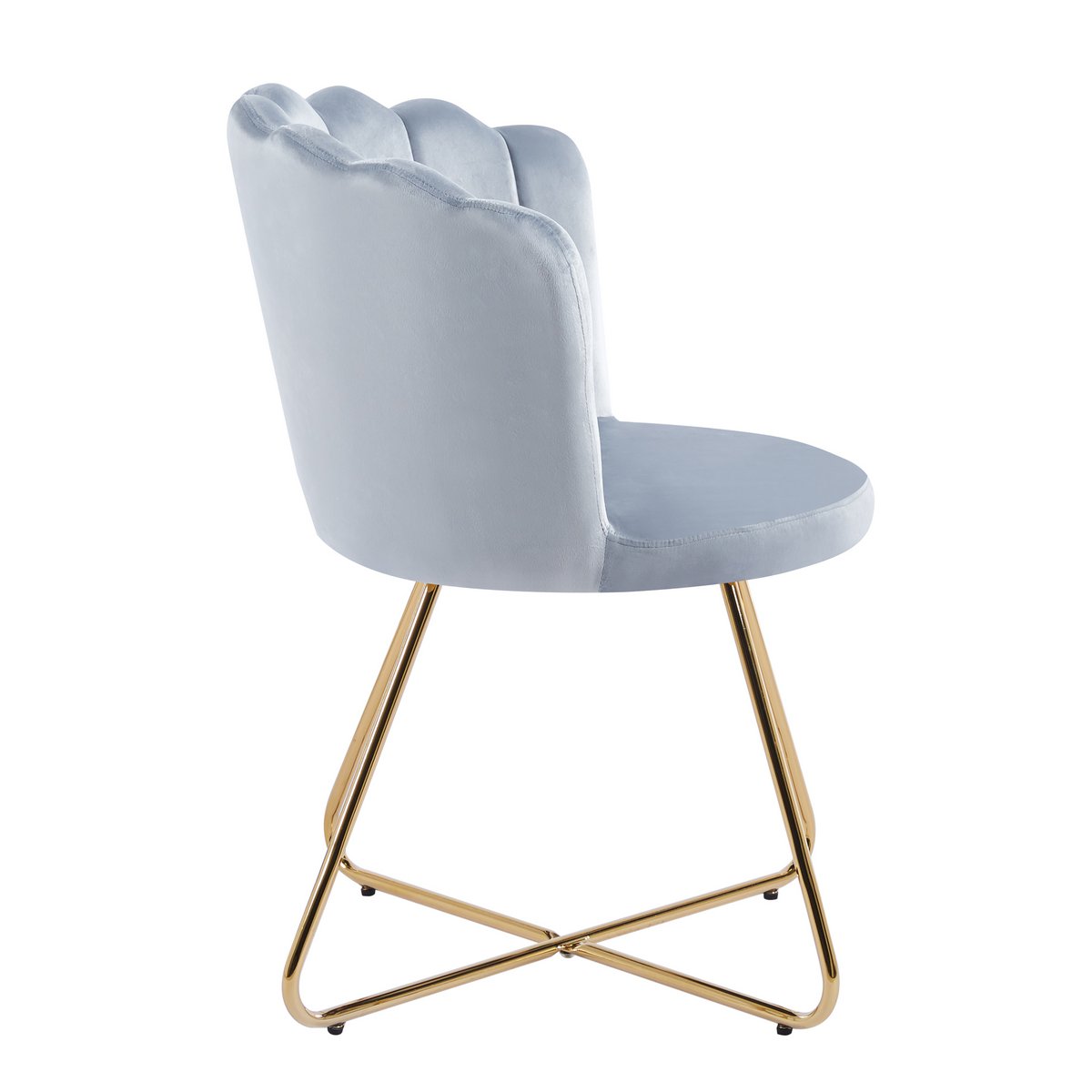 Set of 2 velvet shell chairs in light gray