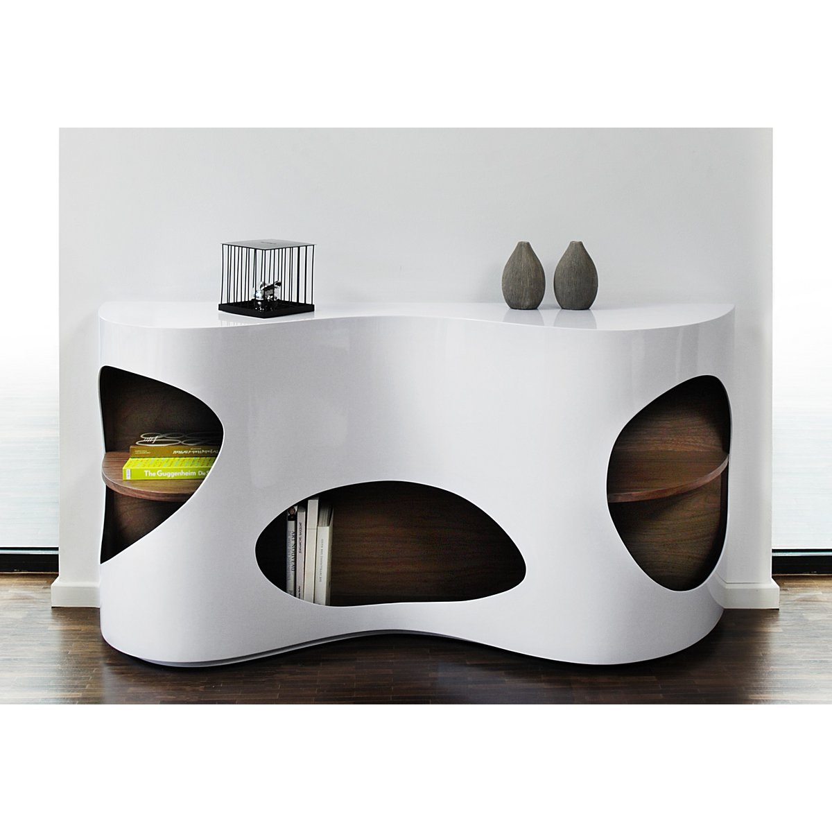 Sideboard 150x40x75 cm white/walnut