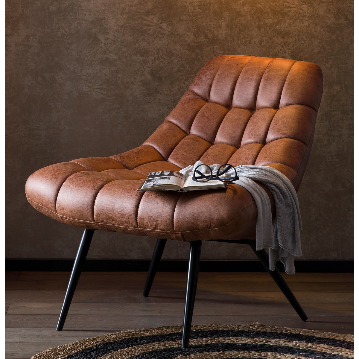 Armchair XXL imitation leather light brown