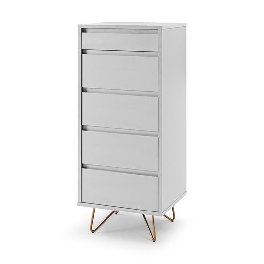High chest of drawers with 4 drawers and 1 compartment, including mirror