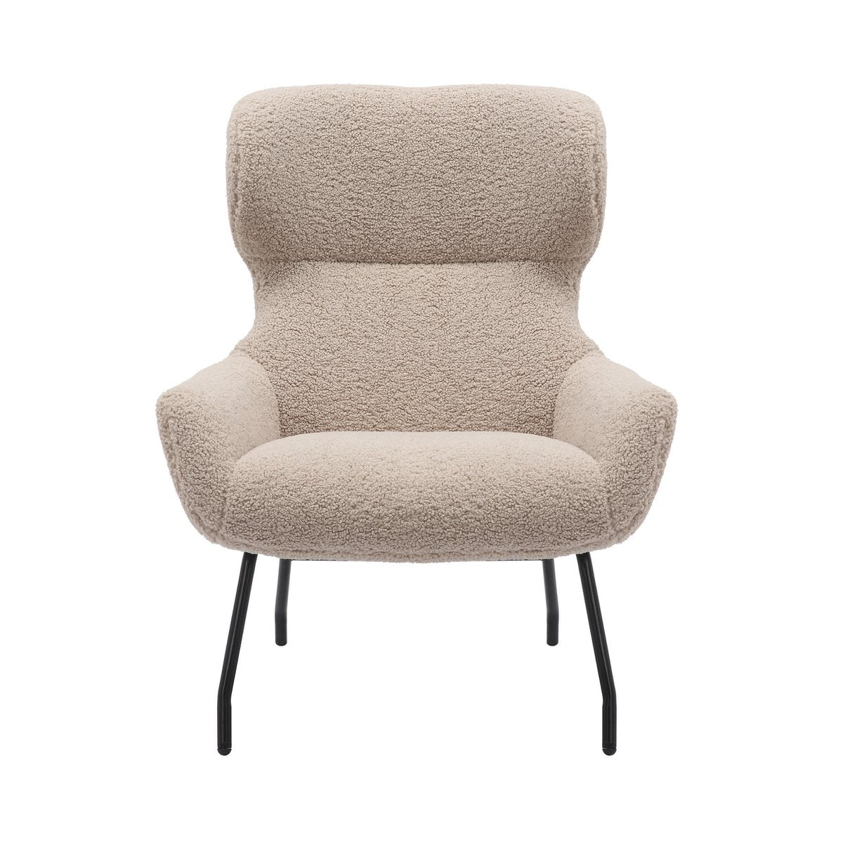Armchair and stool set teddy fur taupe