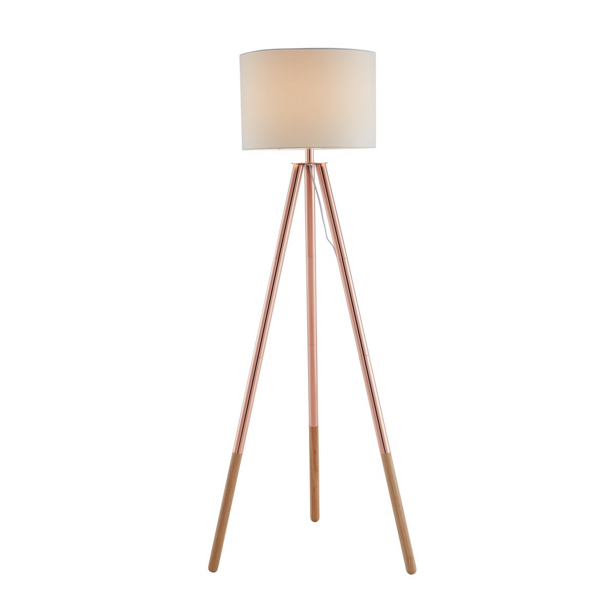Floor lamp with textile shade copper / white