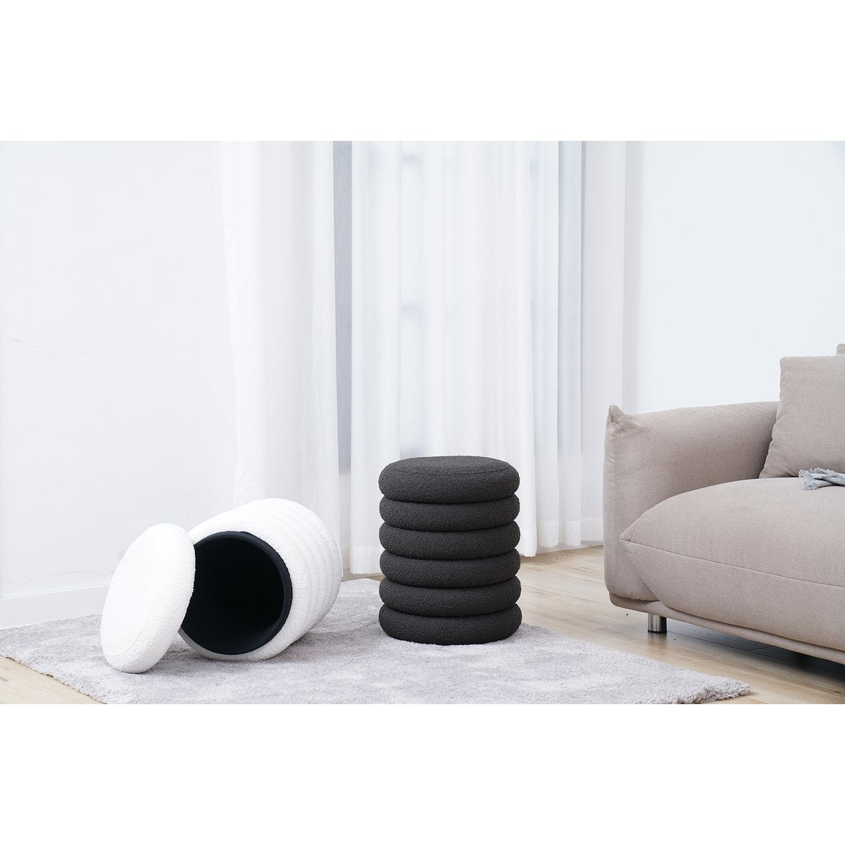 Curly Sitzhocker Ø38 cm White