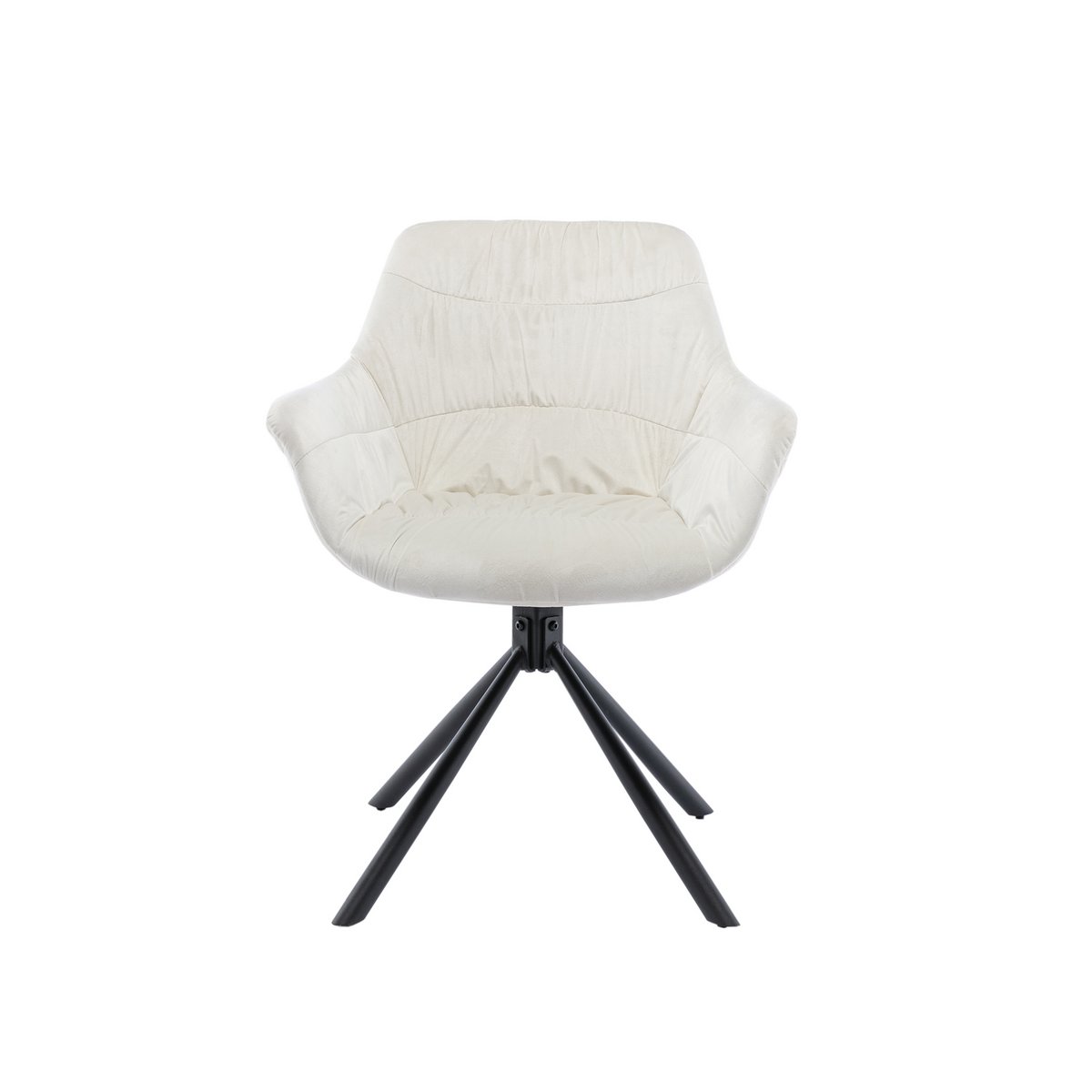 Armchair with honeycomb quilting in cream velvet