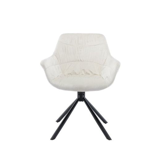 Armchair with honeycomb quilting in cream velvet
