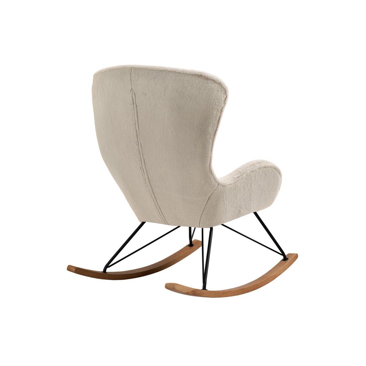 Schaukelstuhl in Lammfelloptik Beige
