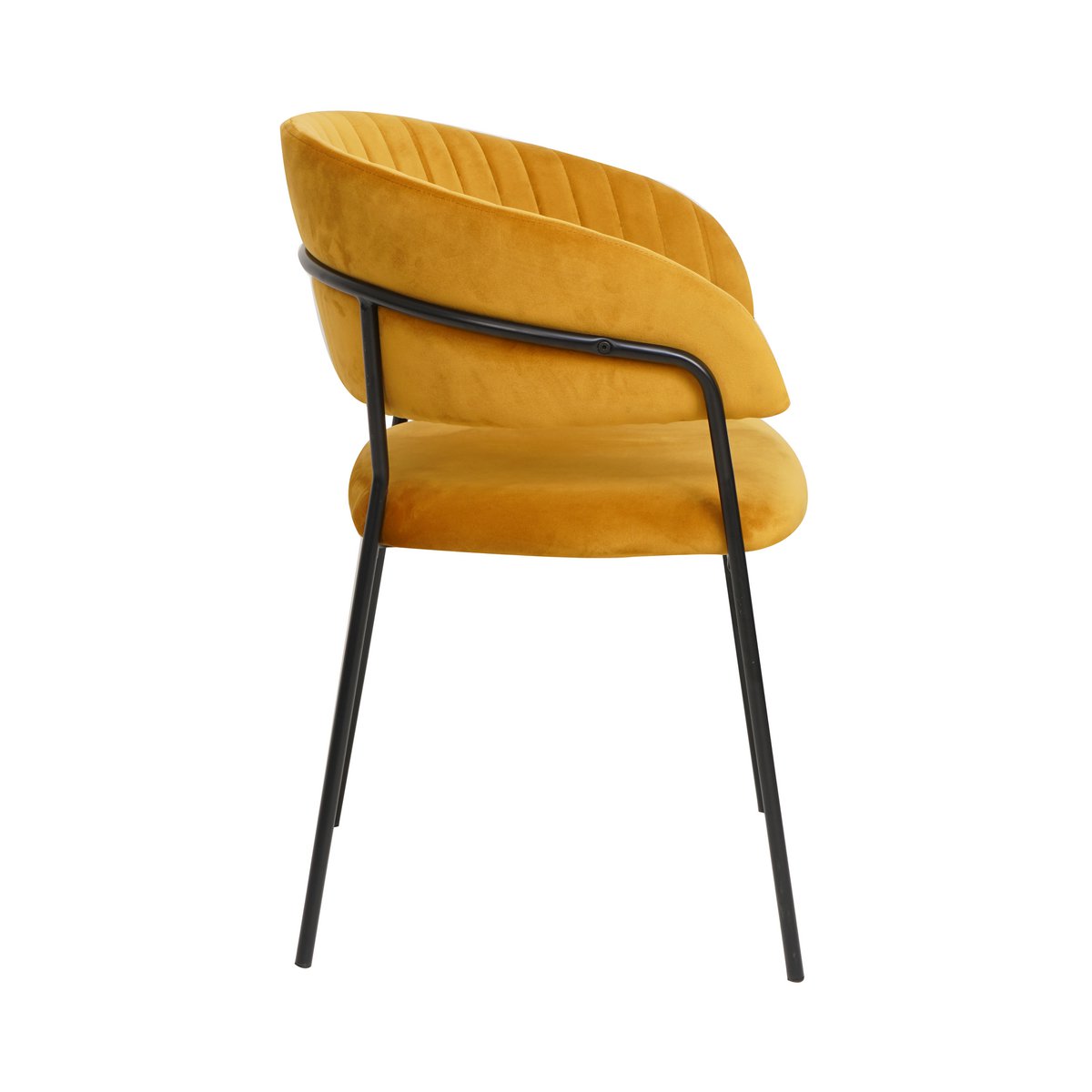 Yellow velvet chair with quilted back