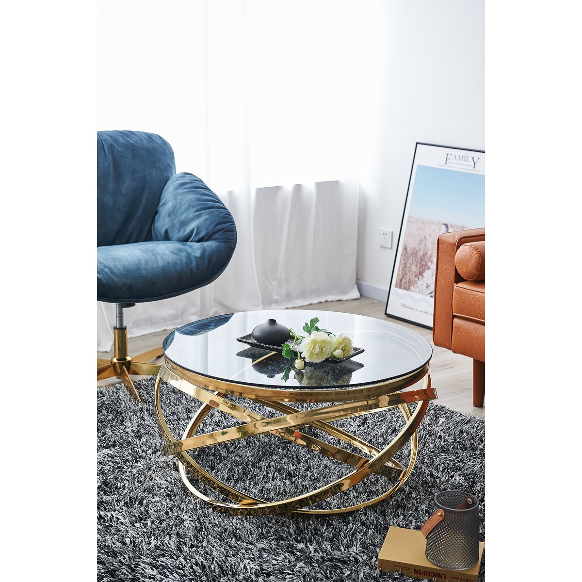 Couchtisch Gold/Grau Ø 80 cm
