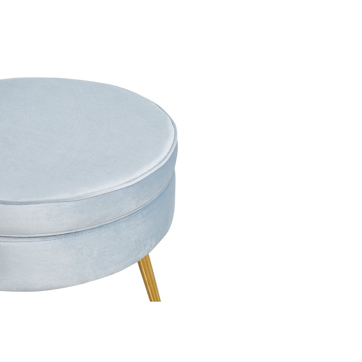 Round pouf in light gray velvet