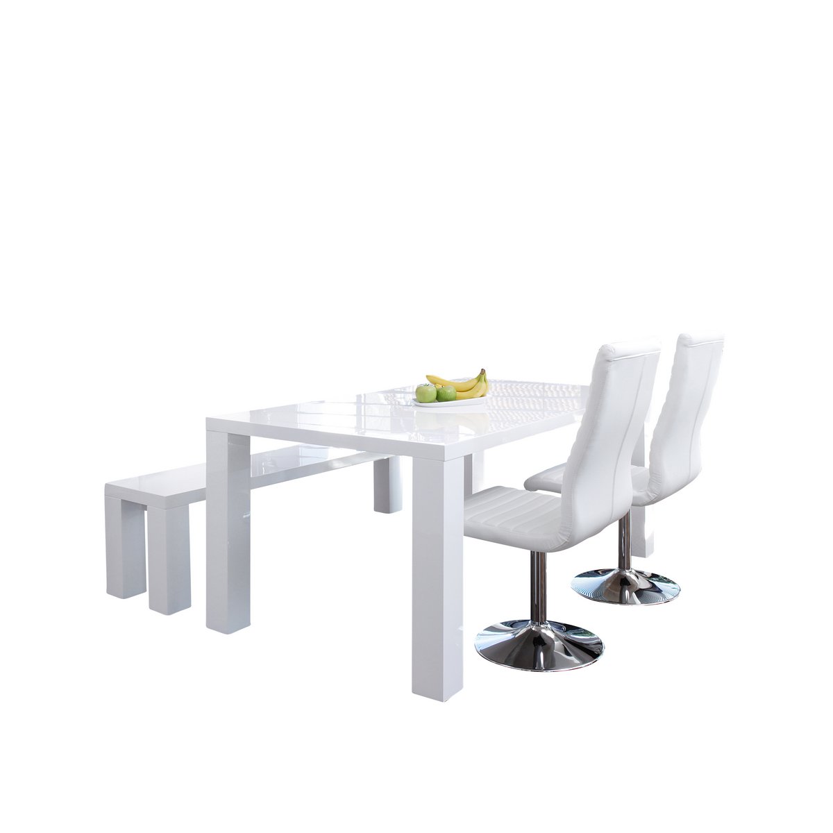 Set of 4 dining chairs in white imitation leather look